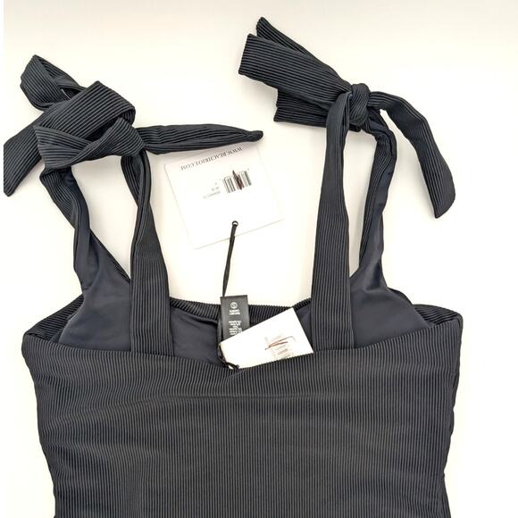 Beach Riot Women's Soft Rib Sydney One Piece Swimsuit Tie Shoulder Black Size S - Picture 6 of 13
